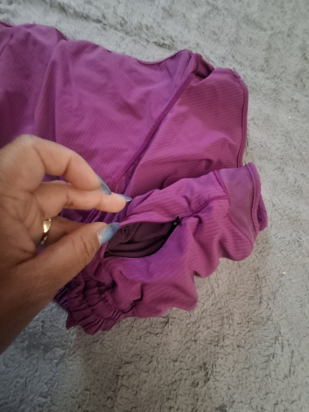 Purple Athletic Lululemon Shorts with Zippered Pocket